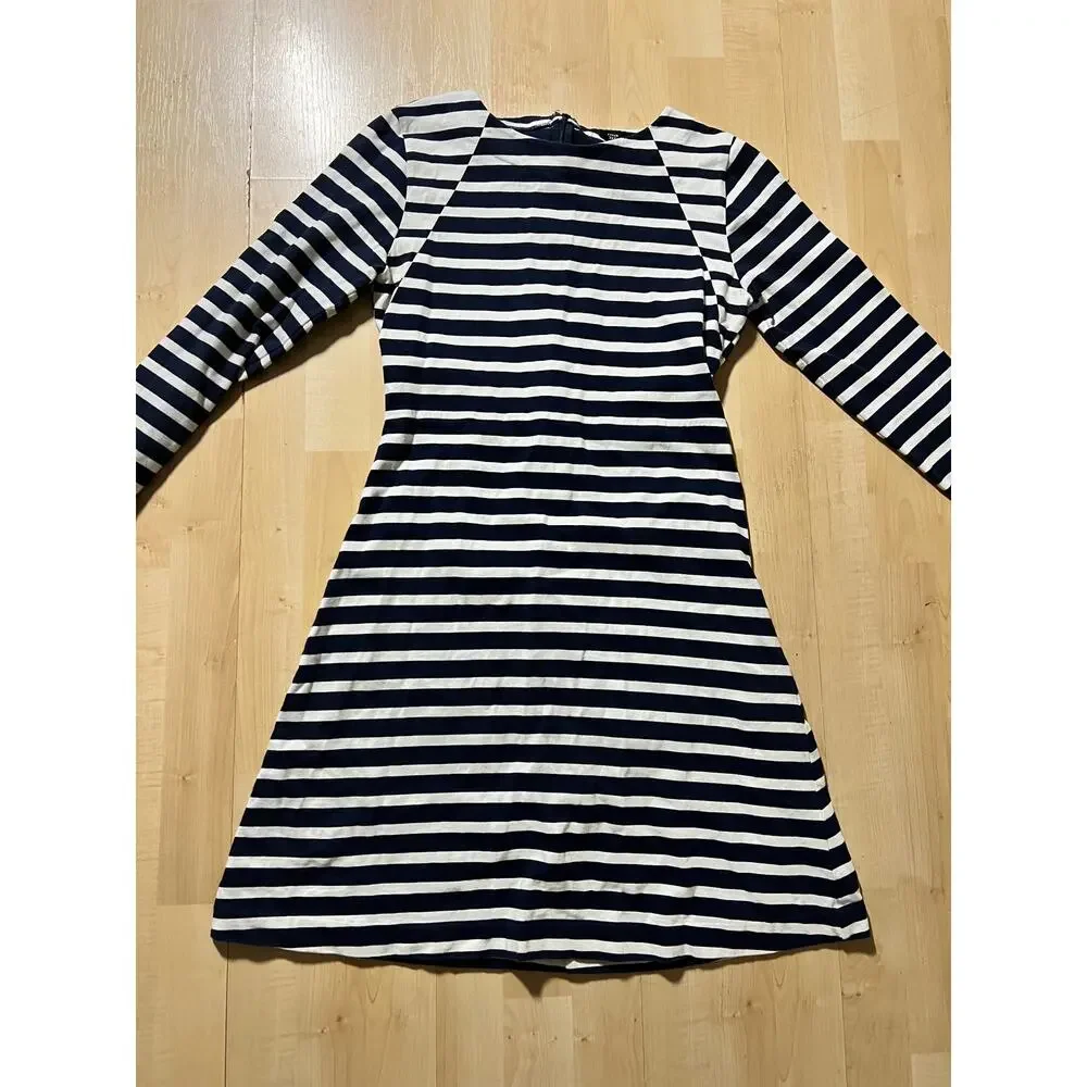 J.Crew 365 Dress Women Size S Navy White Stripe Long Sleeve Sailor French Chic